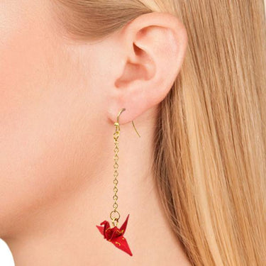 Dangling Origami Crane Earrings